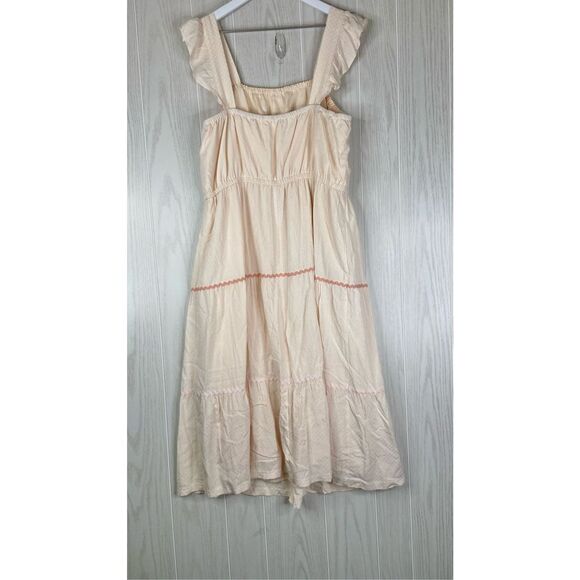 Laured Conrad Women's Peach Cottage Core Tiered Ruffled Peasant Midi Sundress XL - Picture 2 of 4